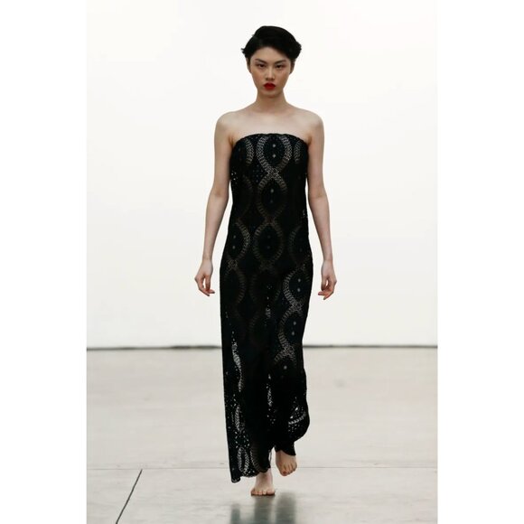 516. WAN HUNG Lace Maxi Dress Spring 2020 Runway Collection RARE XS S - Picture 1 of 5